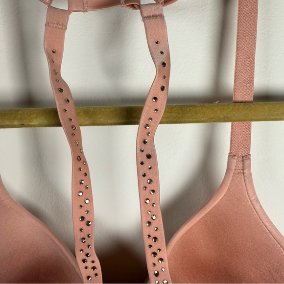 Victoria Secret Blush Pink Sexy Rhinestone Push Up Bra 36C - Picture 7 of 9
